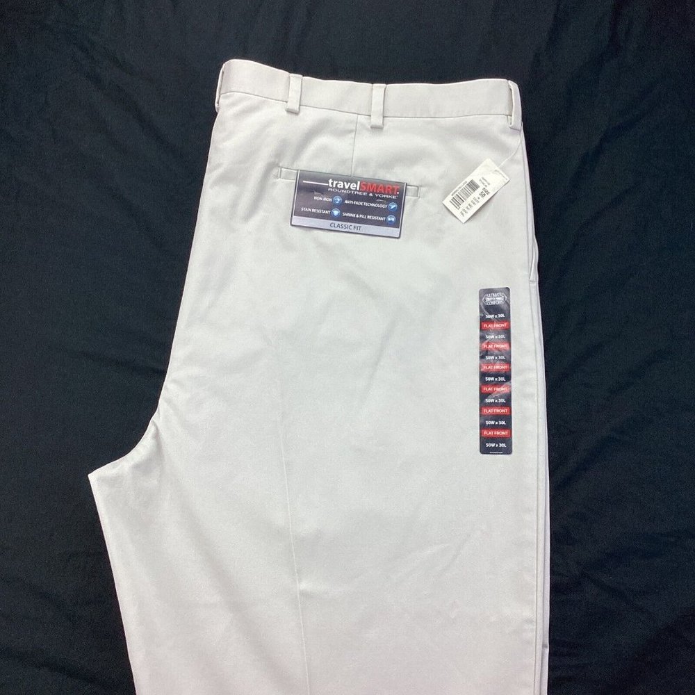 Roundtree & Yorke Travel Smart Mens Pants Ultimate Comfort Classic Fit 50x30 New